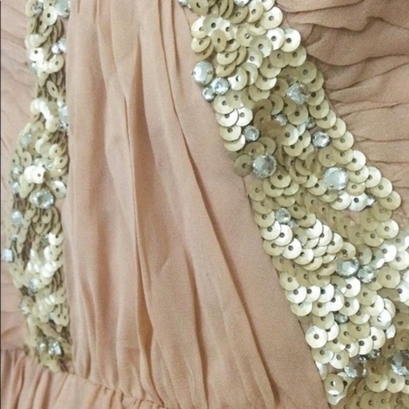 𝅺Rebecca Taylor Floral Beaded Strapless Dress Blush - Picture 4 of 7